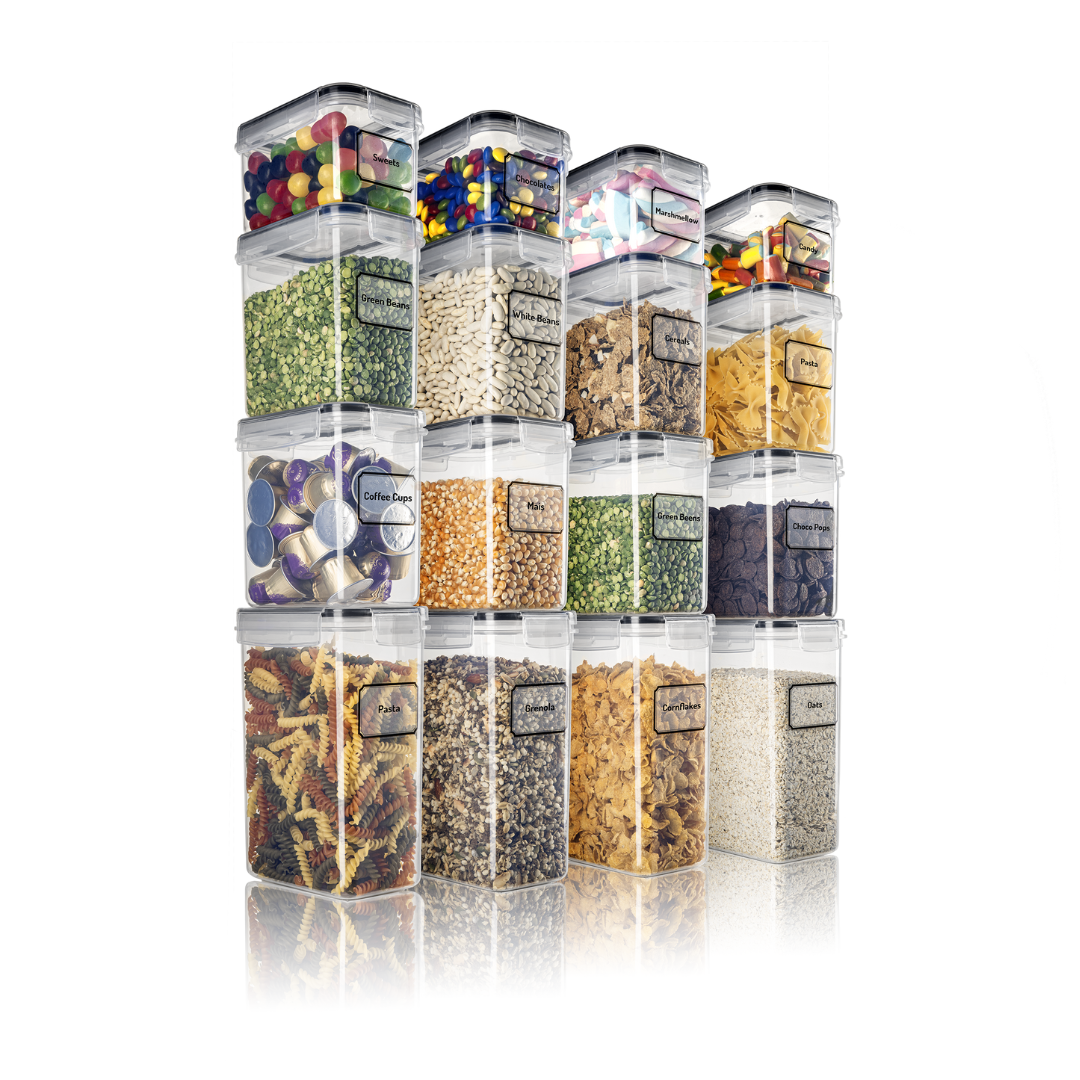 Cereal Storage Container 4 Large Set Kitchen Food Storage 8 Labels,BPA-Free  Bowl